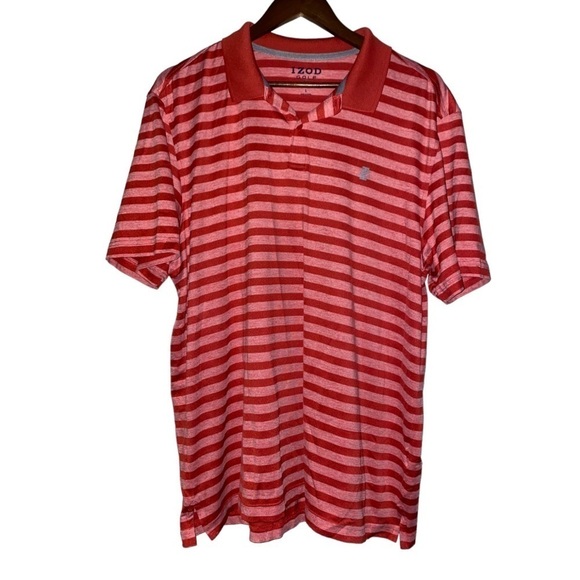 Izod Golf‎ Polo Men Large Pullover Red Short Sleeve Shirt Casual Active Gorpcore - Picture 1 of 8